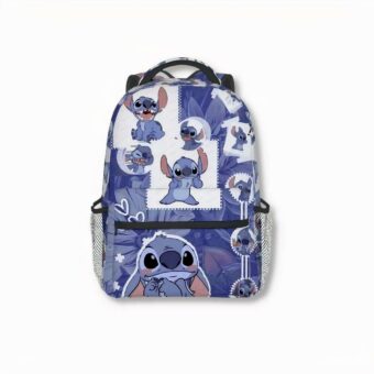 Blauer Rucksack mit Stitch für Kinder auf hellgrauem Hintergrund