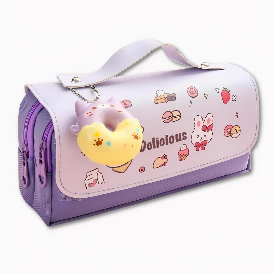 Federmäppchen mit Donut-Schlüsselanhänger