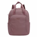 Sac à dos femme brodé en nylon sur fond gris très clair