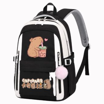 Capybara Rucksack mit Bubble-Tea-Motiv, Ansicht 1