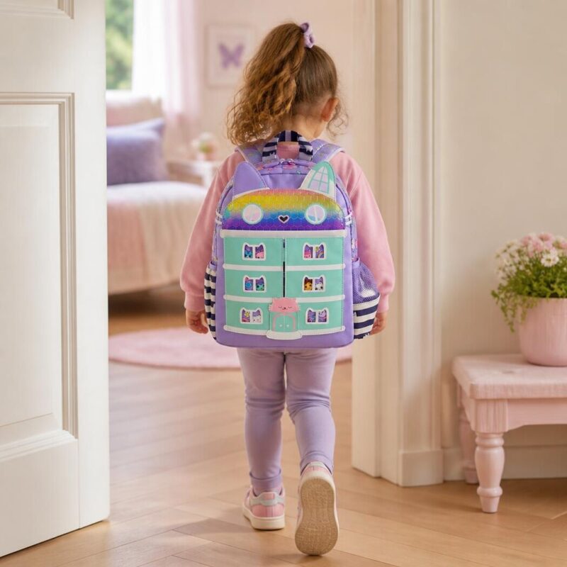 Gabby Chat Rucksack in Form eines farbenfrohen Hauses, Ansicht 2