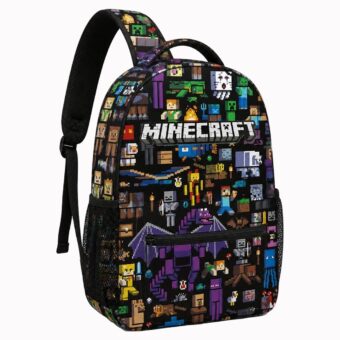 Minecraft Rucksack mit pixeligen Charakteren, Ansicht 1