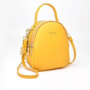 Kleiner Multi-Reißverschluss-Rucksack für Frauen - Gelb - Rucksäcke Handtaschen