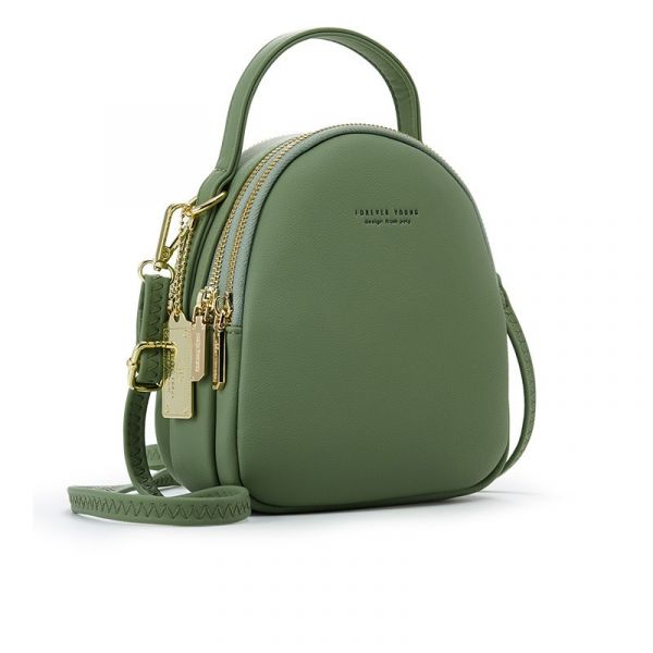 Kleiner Multi-Reißverschluss-Rucksack Für Frauen - Grün - Handtaschen Rucksäcke