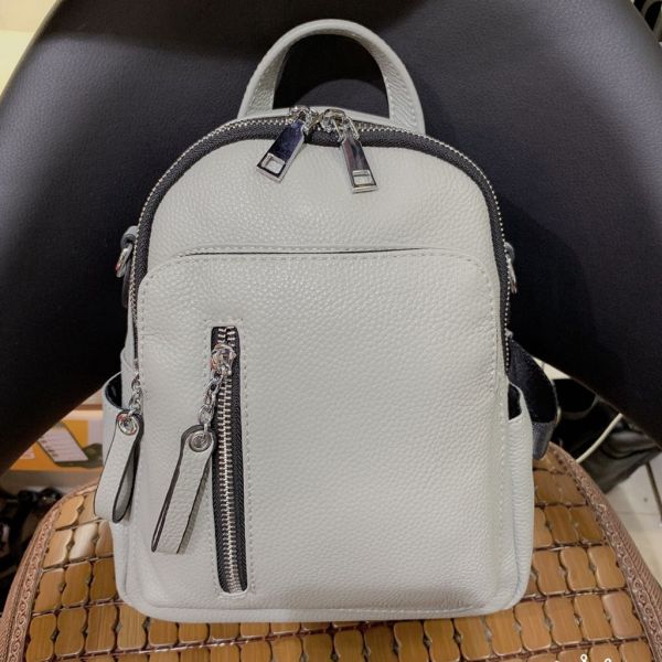 Kleiner Lederrucksack - Grau - Gepäckhandtasche