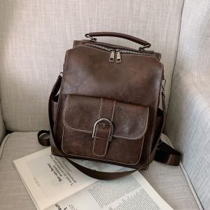 Kleiner Vintage-Rucksack aus Kunstleder - Braun - Handtasche Leder
