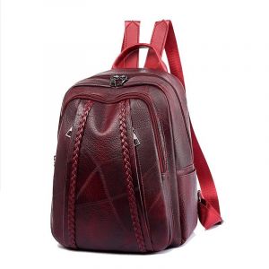 Vintage Damen Rucksack aus PU-Leder - Rot - Rucksack Tasche