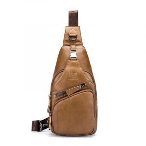 Vintage-Ledertasche - Camel - Schultertasche Messenger Bag