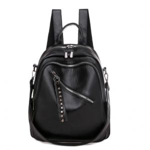 Damen-Rucksack aus Leder - Schwarz - Handtasche aus Leder