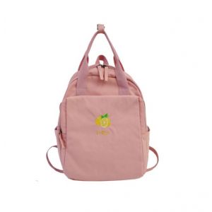 Bestickter Damen-Rucksack aus Nylon - Rosa - Handtasche Schulrucksack