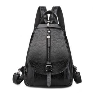 PU-Leder Sommer Rucksack für Frauen - Schwarz - Rucksack Handtasche für Frauen
