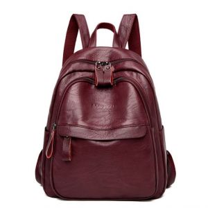 Damen-Rucksack im Vintage-Stil aus PU-Leder - Rot - Leder Handtasche