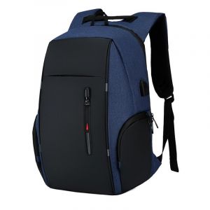 Lässiger Rucksack mit USB-Ladegerät - Blau - Schulrucksack Laptop-Rucksack