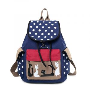 Rucksack mit niedlichem Katzendesign - Blau - Handtasche Rucksack