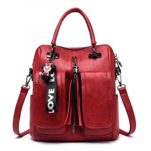 Vintage Rucksack aus weichem Leder - Rot - Handtasche Tasche