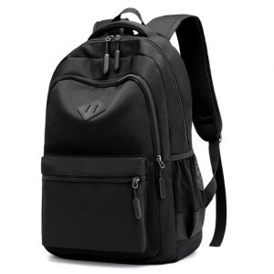 Rucksack mit Schulterriemen, einfarbig schwarz mit weißem Hintergrund