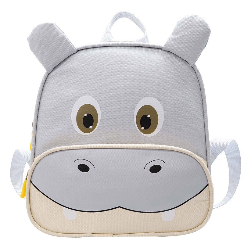 Nilpferd-Rucksack Für Kinder Grau Mit Weißem Hintergrund