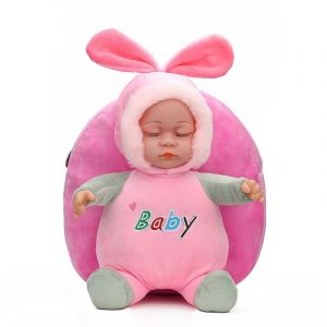 3D Baby Plüsch Rucksack in rosa mit weißem Hintergrund