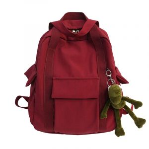 Damen-Rucksack mit Mini-Plüschtier Frosch rot