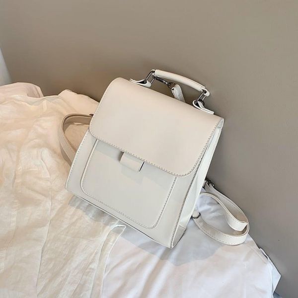 Kleiner Damen-Rucksack Mit Klaren Linien - Weiß - Handtasche Tasche