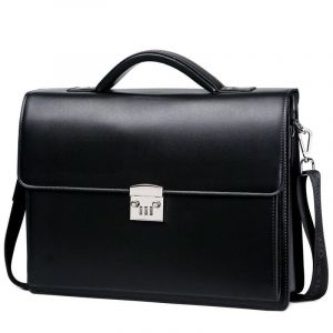 Klassische Schultasche für Männer - Schwarz - Aktenkoffer Tasche