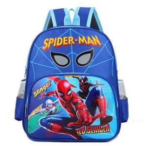 Schulrucksack Spiderman und seine Freunde blau mit weißem Hintergrund