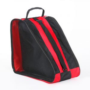 Tasche für Ski- oder Snowboardschuhe schwarz und rot mit weißem Hintergrund