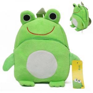 Mini Plüsch Frosch Rucksack für Kinder grün mit rotem Mund