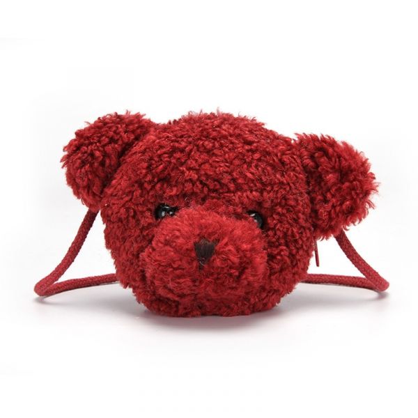 Umhängetasche Aus Teddybär-Plüsch Für Kinder In Rot Mit Weißem Hintergrund