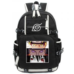Rucksack mit Naruto, Tendo und Sasuke Motiv schwarz mit Seitentaschen