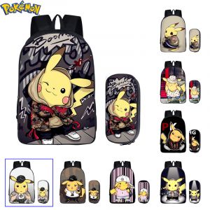 Pokemon Pikachu Rucksack für Kinder mit passendem Etui mit Frontmotiv
