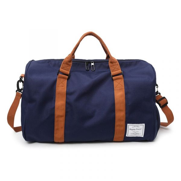 Reisetasche Mit Großem Fassungsvermögen Und Schulterriemen In Blaubraun Und Braun Mit Weißem Hintergrund