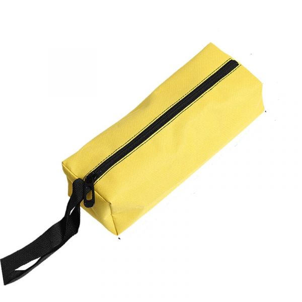Einfarbige Aufbewahrungstasche Aus Gelbem Polyester Mit Schwarzem Verschluss