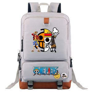 One Piece Luffy Rucksack für Kinder grau mit One Piece Bildern und weißem Hintergrund