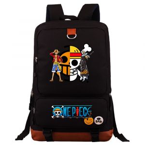 One Piece Luffy Rucksack für Kinder schwarz und braun mit Motiven