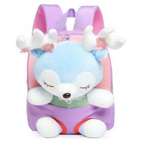 Rucksack mit niedlichem Hirsch für kleine Mädchen in lila mit weißem Hintergrund