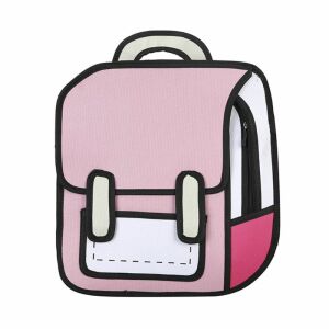 Kreative 2D-Schultasche für Mädchen in Rosa im Cartoonformat